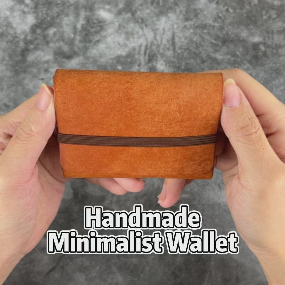 Outline' Wallet - Handmade Leather Wallet (Olive / Orange)